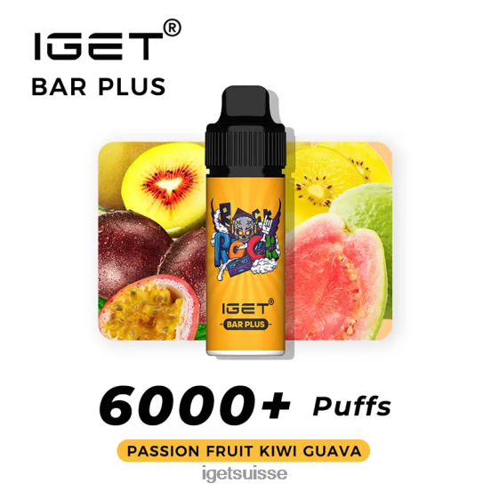 IGET Vape Barre sans nicotine et kit de vape fruit de la passion kiwi goyave DR42B375