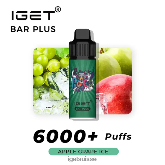IGET Vape barre plus 6000 bouffées glace aux pommes et aux raisins DR42B235
