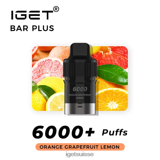 IGET Sale bar plus pod 6000 bouffées orange pamplemousse citron DR42B266